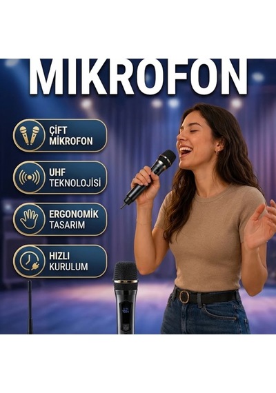 Çift Mikrofonlu Profesyonel Kablosuz Uhf Mikrofon Seti Ergonomik Tasarım Ve Hızlı Kurulum