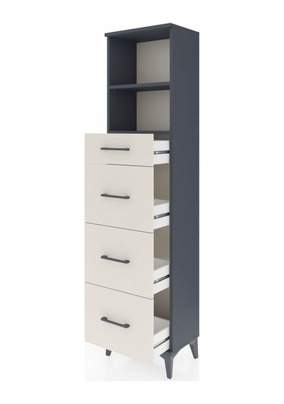 Arges Dolap 2 Raflı 4 Çekmeceli 44x30x182 Antrasit-aytaşı Antrasit