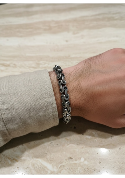 Erkek Eskitme Gümüş Renk Bisiklet Zinciri Model Bileklik