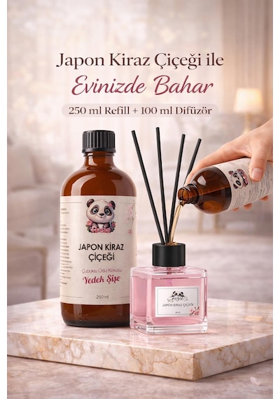 Japon Kiraz Çiçeği Çubuklu Oda Kokusu 250 Ml Refil Ve 100 Ml Difüzör Şişe Fresh