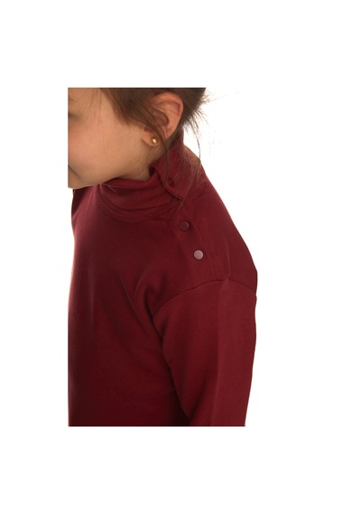 Lovetti Bordo Kız Çocuk Tam Balıkçı Uzun Kol Çıtçıtlı Tişört Bordo