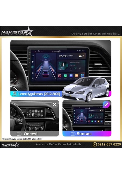 Seat Leon 2+32gb Kablosuz Carplay 2012-2020 Android 13 Navigasyo