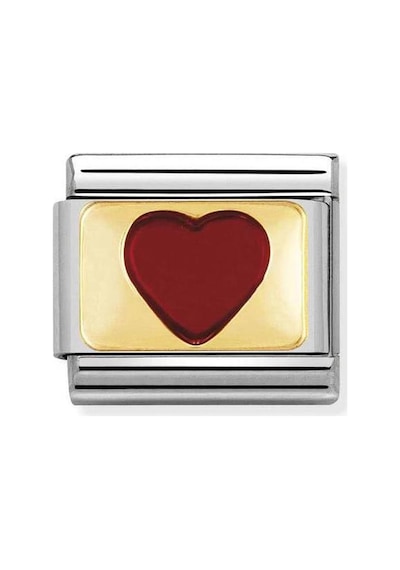 Composable Classic Dekoratif Link - Plakalar - Kırmızı Kalp - 33 Red Heart 18k Altın