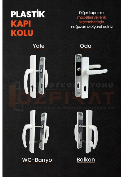 Pvc Pimapen Plastik Yale Kapı Kolu Seti Balkon, Tuvalet Wc , Banyo İçin Barel Yuvalı Antrasit 1 Ad