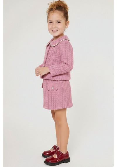 My Kids Wear Kız Çocuk Bayramlık İnci Detaylı Tüvit Takım 12545 Pembe
