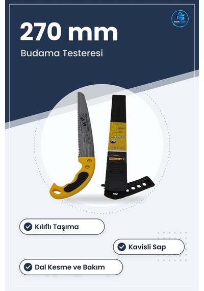 Bahçe Budama Testeresi 270 Mm Düz Bıçaklı Kılıflı Bıçkı Dal Kesme