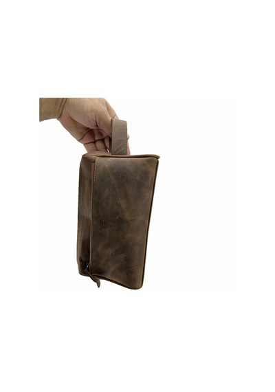 Çanta Yurdu Hakiki Deri Ca253 Dopp Kit El Çantası Tigon Taba Kahverengi