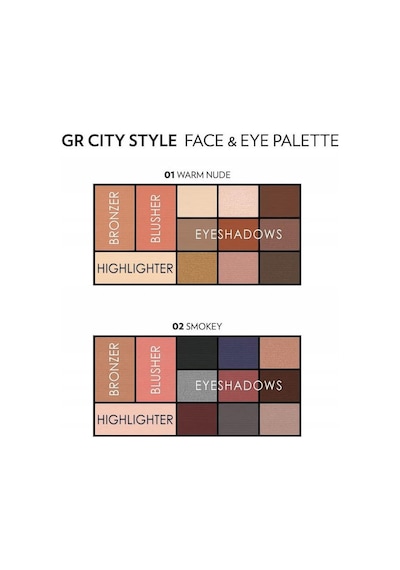City Style Face & Eye No: 01 Warm Nude - Allık, Bronzer, Aydınlatıcı Ve 9'lu Far Paleti 0