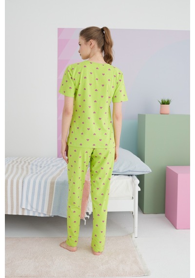 Siyah İnci Pamuklu Örme Pijama Takım 24117032 Çok Renkli