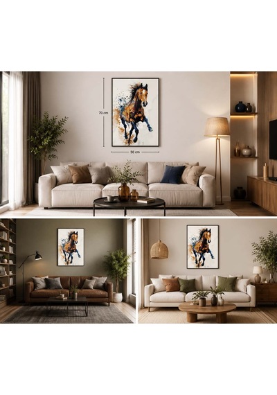 At Figürlü Watercolor Duvar Tablosu 50x70cm - Pvc Canlı Uv Baskı Çerçevesiz Tablo