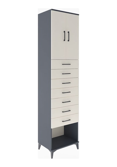 Hyperion Dolap 2 Raflı 7 Çekmeceli 2 Kapaklı 60x44x243 Antras... Antrasit