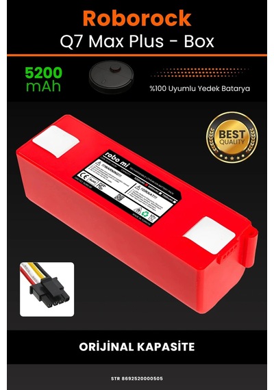 Roborock Q7 Max Plus 5200mah Uyumlu Robot Süpürge Bataryası - Box -  Kapasite