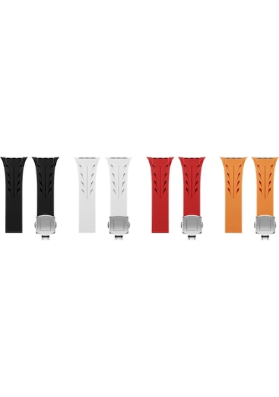 Apple Uyumlu  Watch  Ultra 2 49mm Krd-127 Metal Tokalı Uzunluk Ayarlı Silikon Kordon