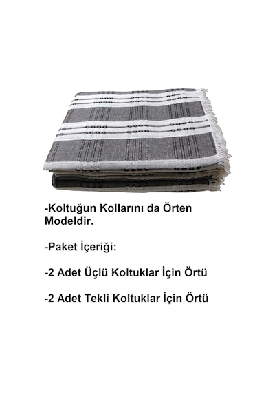Buldan Pamuklu Koltuk Örtüsü Maxi Takım 3+3+1+1 -k.kahve Krem Kahve - Krem