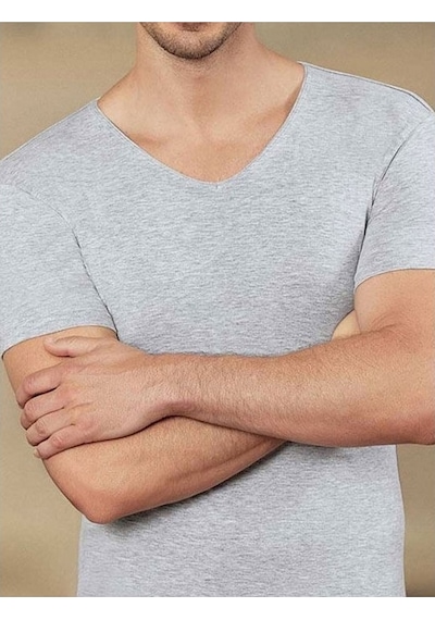 3 Lü Karma Paket Hmd Erkek Derin V Yaka Kısa Kol Fanila 712-7...
