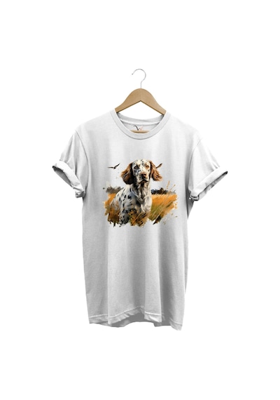 Avcılık Hunting English Setter Vahşi Yaşam Avcı Köpeği %100 Pamuk Unisex Regular Fit T-shirt Beyaz