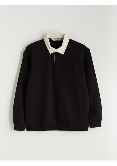 Lcw Vision Kahverengi Kontrast Polo Yakalı Erkek Sweatshirt