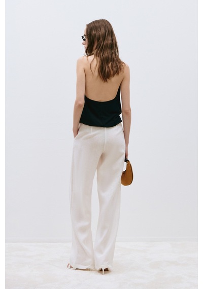 Suud Collection Siyah Nina Dökümlü Halter Top