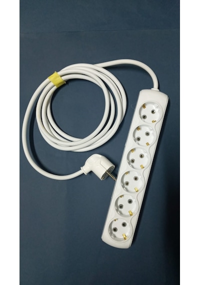 3 Metre 6 Lı Topraklı Uzatma Kablosu . Ara Kablo 3 Metre Klemensli Altılı 1