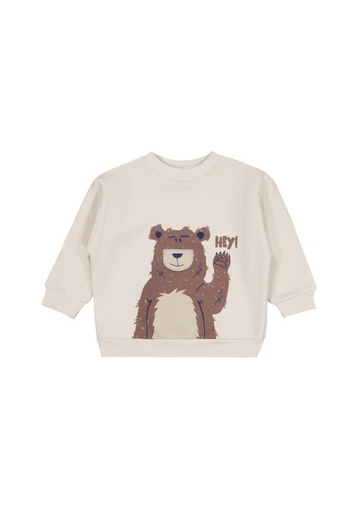 Civil Boys Hey Ayı Baskılı 2-5 Yaş Sweatshirt - Bej Taş Rengi 19330J30725W1