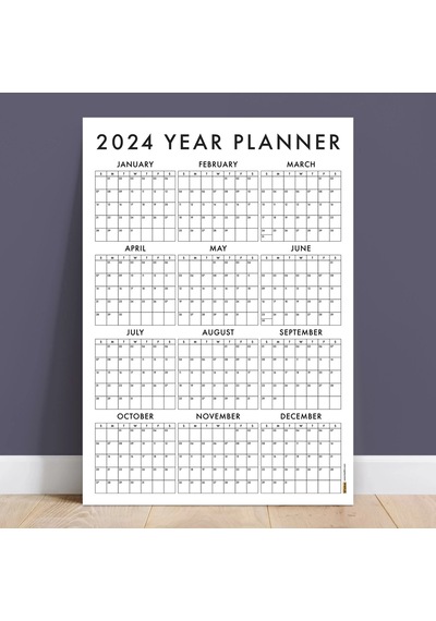 Amerikan Standardı 2026 Takvim, 2026 Yıllık Planlayıcı Duvar Takvimi, Sunday Start