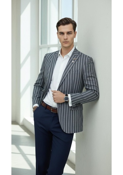 Plus Scorpion Erkek Sivri Yaka Çift Yırtmaçlı Tek Düğmeli Slim Fit Blazer Ceket Lacivert Plus Scorpion Erkek Sivri Yaka Çift Yırtmaçlı Tek Düğmeli Slim Fit Blazer Ceket Lacivert
