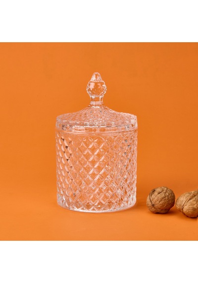 Aroww Baklava Desen Cam Kristal Şekerlik - Şeffaf - 12 Cm Çok Renkli