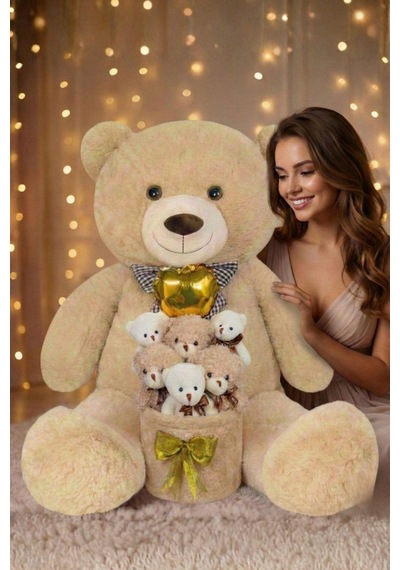 Sevgililer Günü Ne Özel: Premium Kalp Balonlu Deluxe Peluş Boz Ayıcık Buketi Özel Kutulu Tasarım