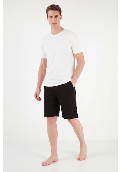 Buratti Pamuklu Regular Fit Bağlamalı Cepli Pijama Şort Erkek Şort 6574004 Siyah