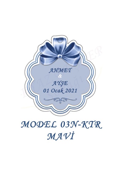 Beyazdüşlersokağı Şekilli Etiket (25 Ad)-Nişan,Nikah,Kına,Bebek Süsü-Anı-(Etk-03N)
