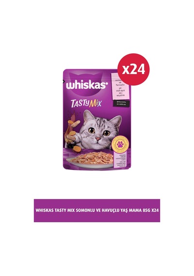 Whiskas Pouch Tasty Mix Somonlu Havuçlu Yetişkin Kedi Maması 24 x 85 G