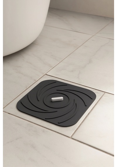 Valerine Life Gider Koku Önleyici Kaymaz Silikon Mat Banyo Mutfak Balkon Lavabo Su Gider Tıpası Kapa Siyah