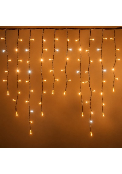 4 Metre 192 Led Profesyonel Perde Led Işık Dış Mekan Kalın Kablolu Beyaz Flaşlı Kafe Restoran Bahçe Teras Aydınlatma Sarı