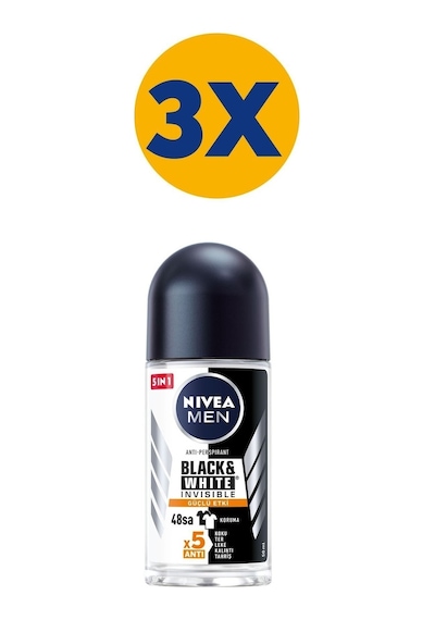 Nivea Men Invisible Black&White Güçlü Etki Erkek Roll-On Deodorant 3 x 50 ML