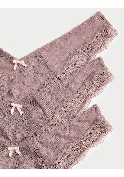 Marks & Spencer 3'lü Dantel Detaylı Miami Külot T61004958J Kahverengi