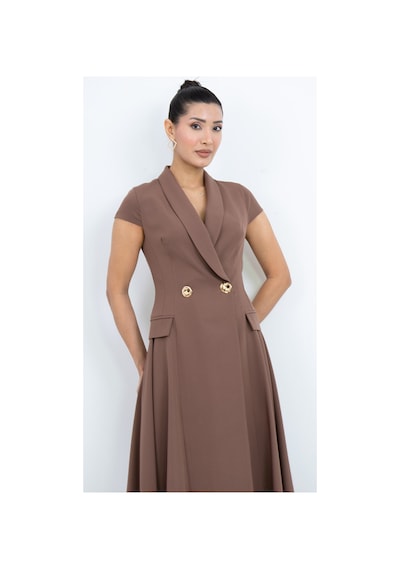 Dorne Moda Asimetrik Kesim Düğme Detaylı Blazer Yaka Midi Elbise Düğün - Mezuniyet - Ofis Şıklığı Kahverengi Kahverengi Dorne Moda Asimetrik Kesim Düğme Detaylı Blazer Yaka Midi Elbise Düğün - Mezuniyet - Ofis Şıklığı Kahverengi Kahverengi