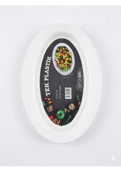 Sert Plastik Kayık Tabak 6'li Set 32 Cm Kırılmaz, Yıkanabilir, Piknik, Servis Ve Sunum Tabağı Çok Renkli
