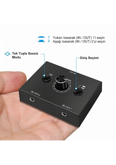 6077 Ses Kulaklık Hoparlör 2 Port Aux Switch Çoklayıcı Çevirici 3.5mm Stereo Audio Seçici