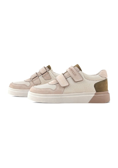 Rakerplus Hakiki Deri Nubuk Çift Cırtlı Çocuk Sneaker Spor Ayakkabı Vizon