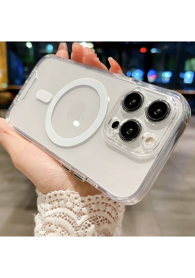 Apple Uyumlu iPhone 16 Pro Max Megsafe Şeffaf Kılıf Parlak Şeffaf Kılıf