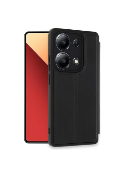 Newface - 784 - Xiaomi Redmi Note 13 4g Kılıf Flip Cover - Glblseme - - Siyah Sıyah