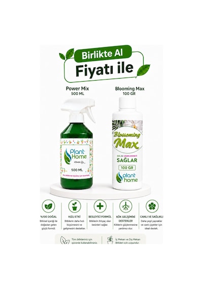 Sıvı Bitki Besini Seti ByKurt Doğal İçerikli Power Mix ve Blooming Max Çiçeklenme Kök Gelişimi Destekleyici Bitki Vitamini -