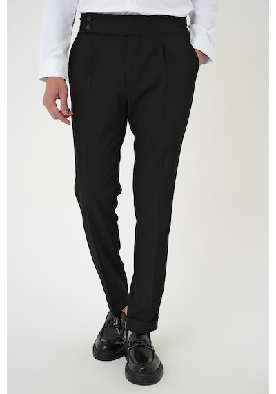 Efor Comfort Fit Beli Tokalı Pileli Siyah Jogger Pantolon P 1170 Siyah