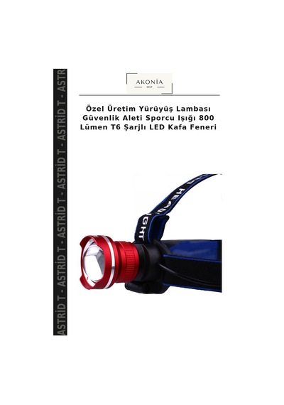 Özel Üretim Yürüyüş Lambası Güvenlik Aleti Sporcu Işığı 800 Lümen T6 Şarjlı Led Kafa Feneri Çok Renkli