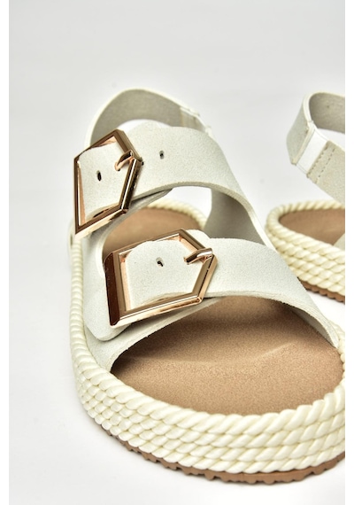 Fox Shoes U596330302 Gri Süet Kadın Sandalet Gri