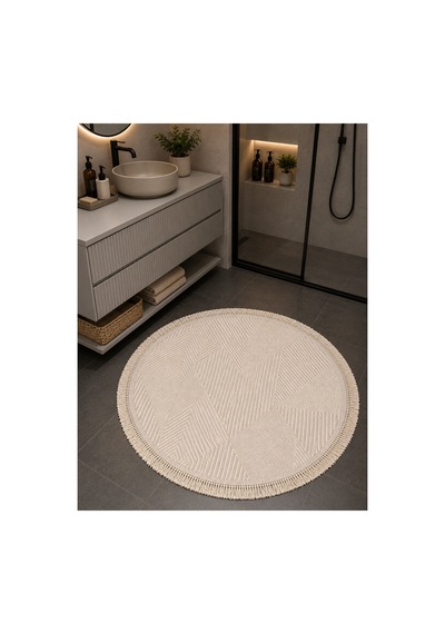 Vega 1454 Krem Daire Modern Hav Toz Tutmayan Koridor Salon Yatak Odası Oturma Odası Banyo Halısı