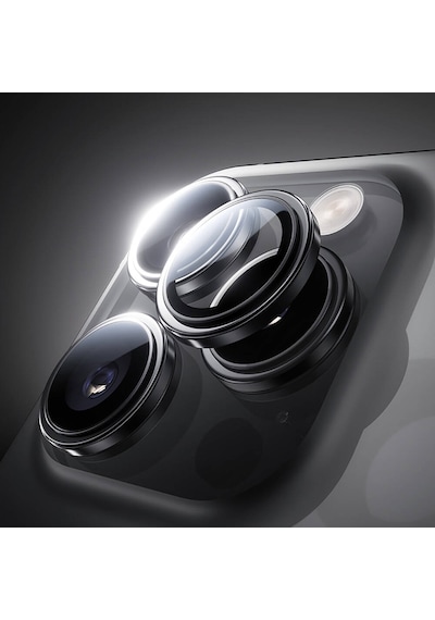 Apple Uyumlu   iPhone 16 Pro Max Benks Parlama Önleyici Glass Warrior Metal Kamera Lens Koruyucu Siyah