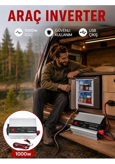 Mey İthalat 1000 Watt Oto İnvertör Elektrik Dönüştürücü Ev Tipi Priz