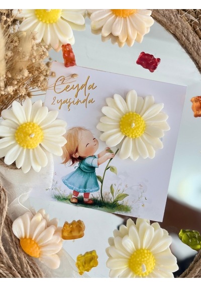 Bernami Mumluk Şamdanpinterest 25 Adet Özel Tasarlanmış Kart Ve Papatya Mum. Doğum Günü, Baby Shower, Bebek Doğum Hediyelik Diğer