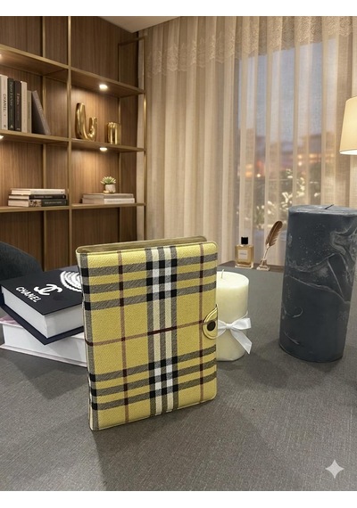 Birikim Ajandası - Premium Vegan Deri Burberry Model Birikim Cüzdanı Bütçe Planlayıcı Ajanda Burberrymodelkrem
